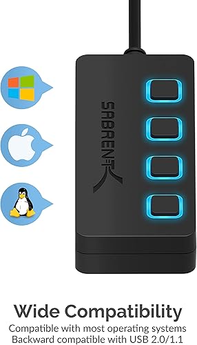 Miniatura 13 de Sabrent HUB - 4 Puertos USB 2.0, LED (HB-UMLS), Negro