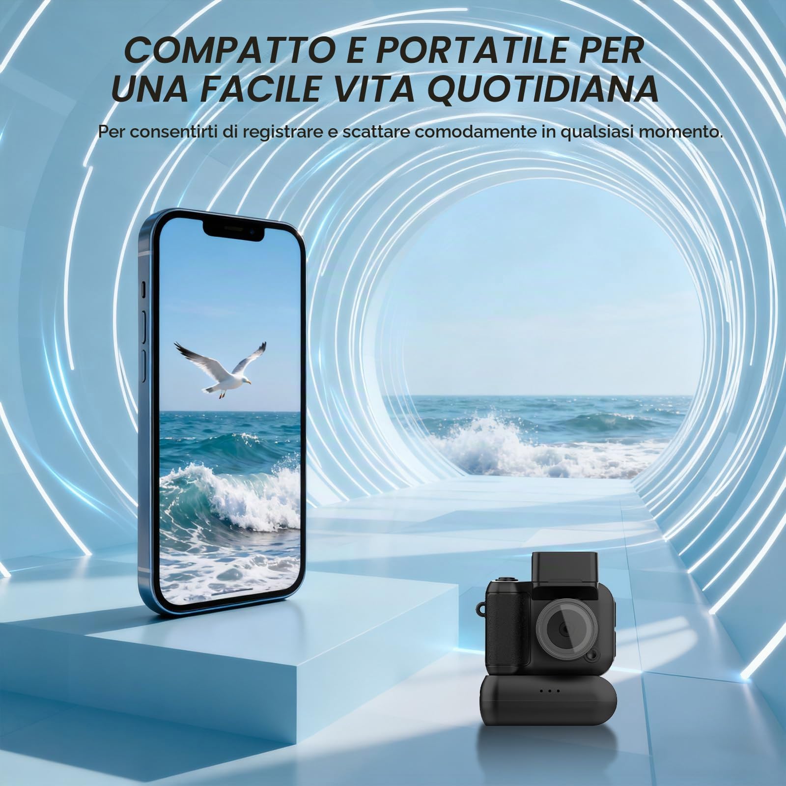 Xilecam Mini Macchina Fotografica Vintage con Scheda da 32 GB Mini Fotocamera Portachiavi Un Regalo Molto Creativo Fotocamera Compatta Digitale（Nero opaco）