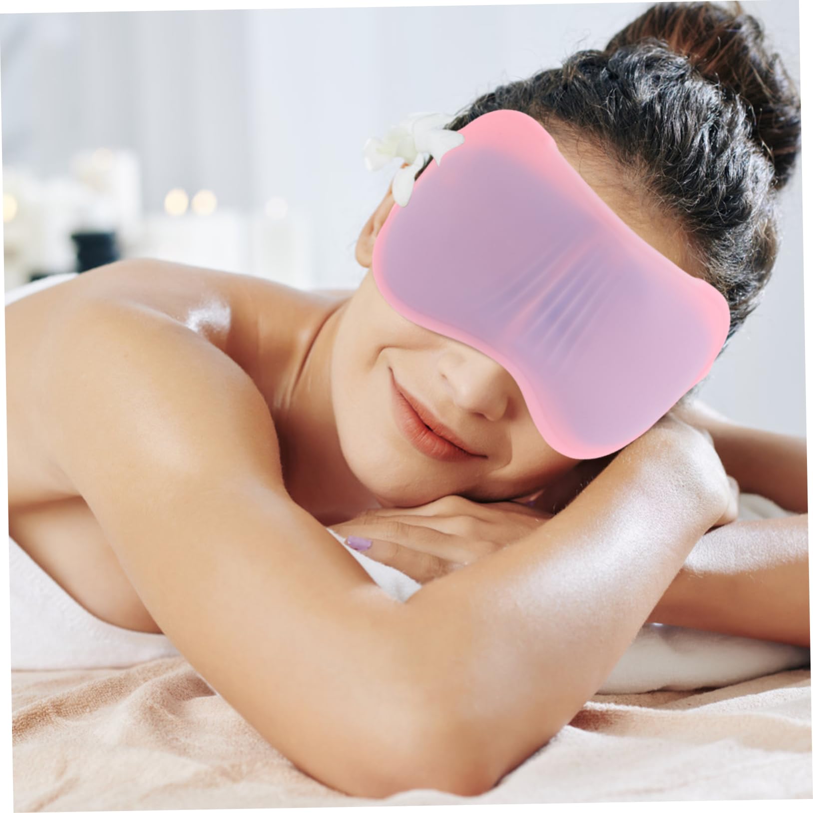 Maschera per Occhi in Gel Silicone Rosa, Compressa Calda e Fredda | Riposo in Viaggio e Sonno Notturno, Confortevole da Indossare, Foglio Gel Elastico