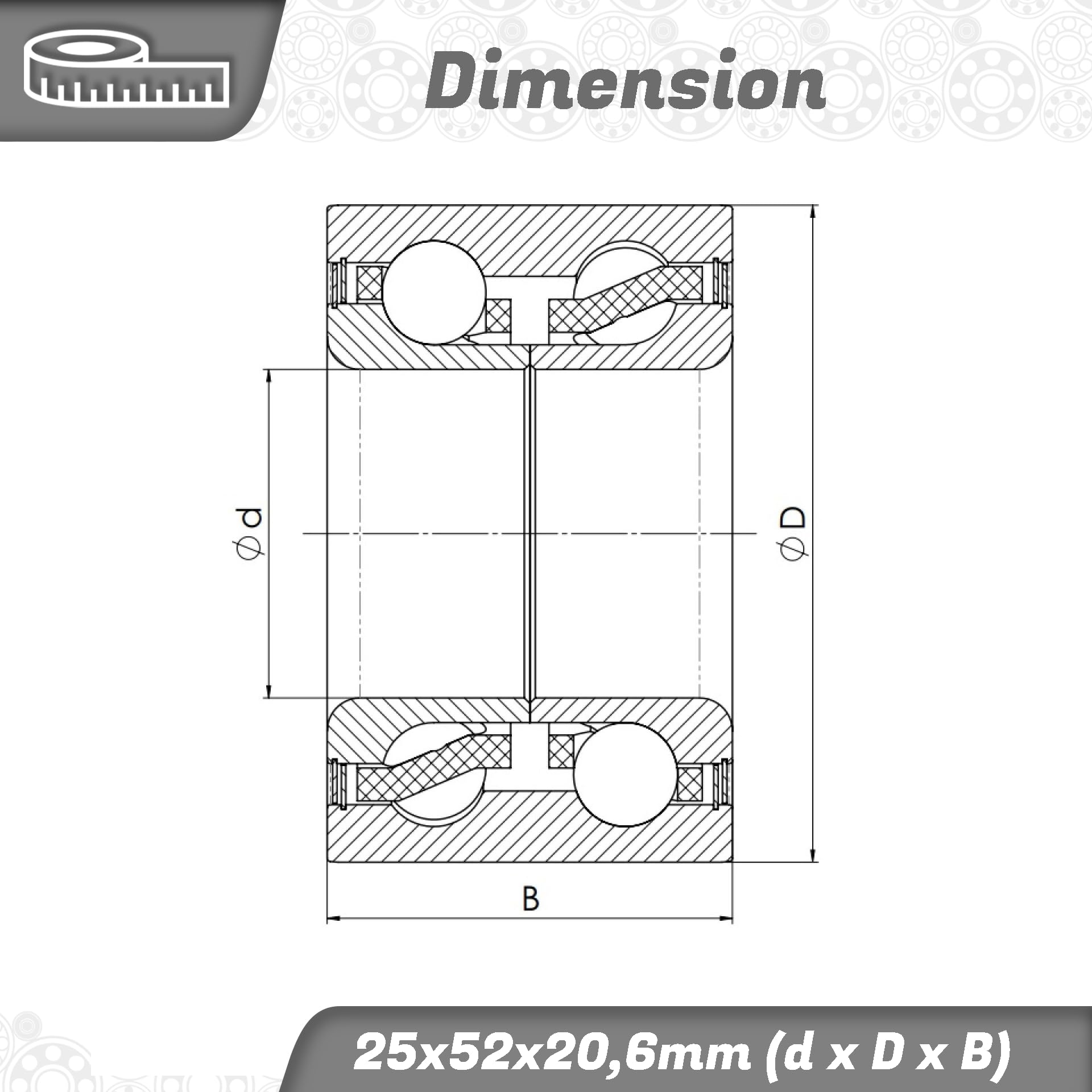 Schrägkugellager 3205 c3 25x52x20,6mm, DIN 628, zweireihig, Reibungsarm, abgedichtetes Lager für radiale & axiale Belastungen, Ideal für Industrie- & Automobilanwendungen