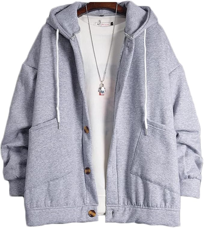 Amazon Co Jp パーカー ジャケット メンズ カジュアルパーカー カーディガン ボタン 秋冬 暖かい 厚手 ゆったり 長袖パーカー フード付き トレーナー お肌に優しい 柔ら シンプル 無地 カッコイイ トップス オーバーサイズ 散歩 通学 運動 ファッション
