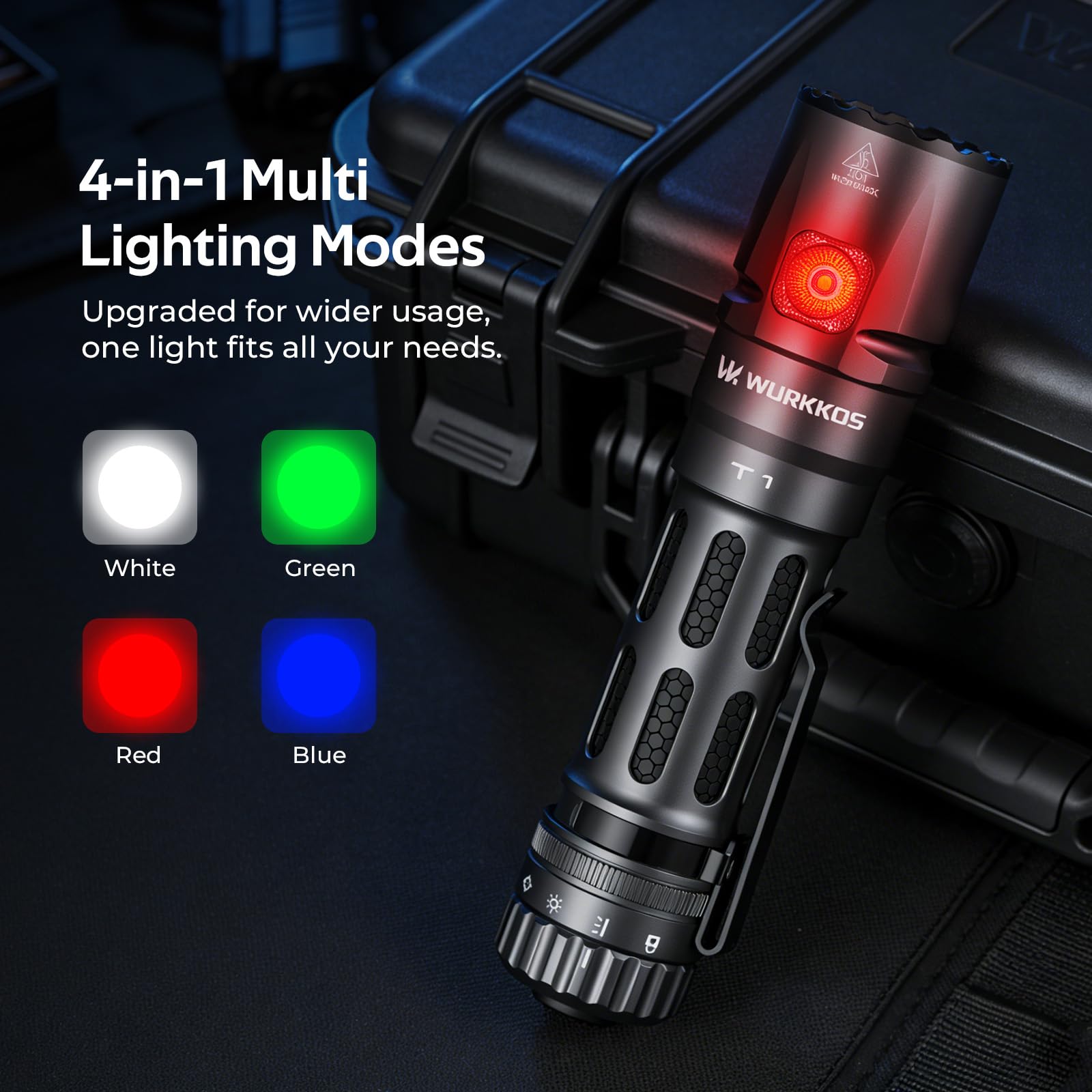 Wurkkos T1 Taktische Taschenlampe 5500LM 415m USB-C aufladbar IPX8 4-Farben