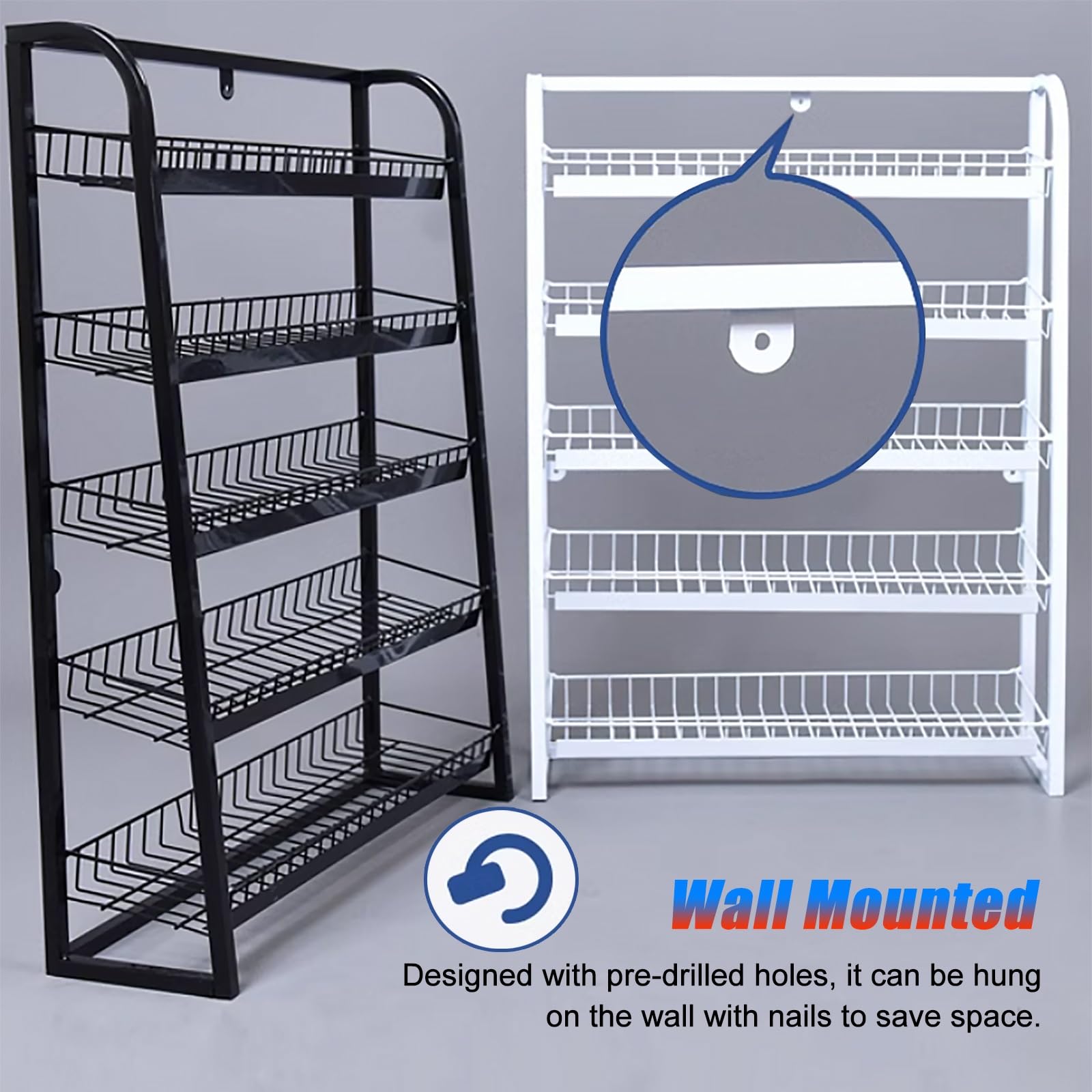 Genérico Estante Expositor de Aperitivos de 5 Niveles con Rejilla metálica para mostrador de Caja, Organizador de cestas biseladas para Montaje en Pared, Ideal para Tiendas de conveniencia, boutiques