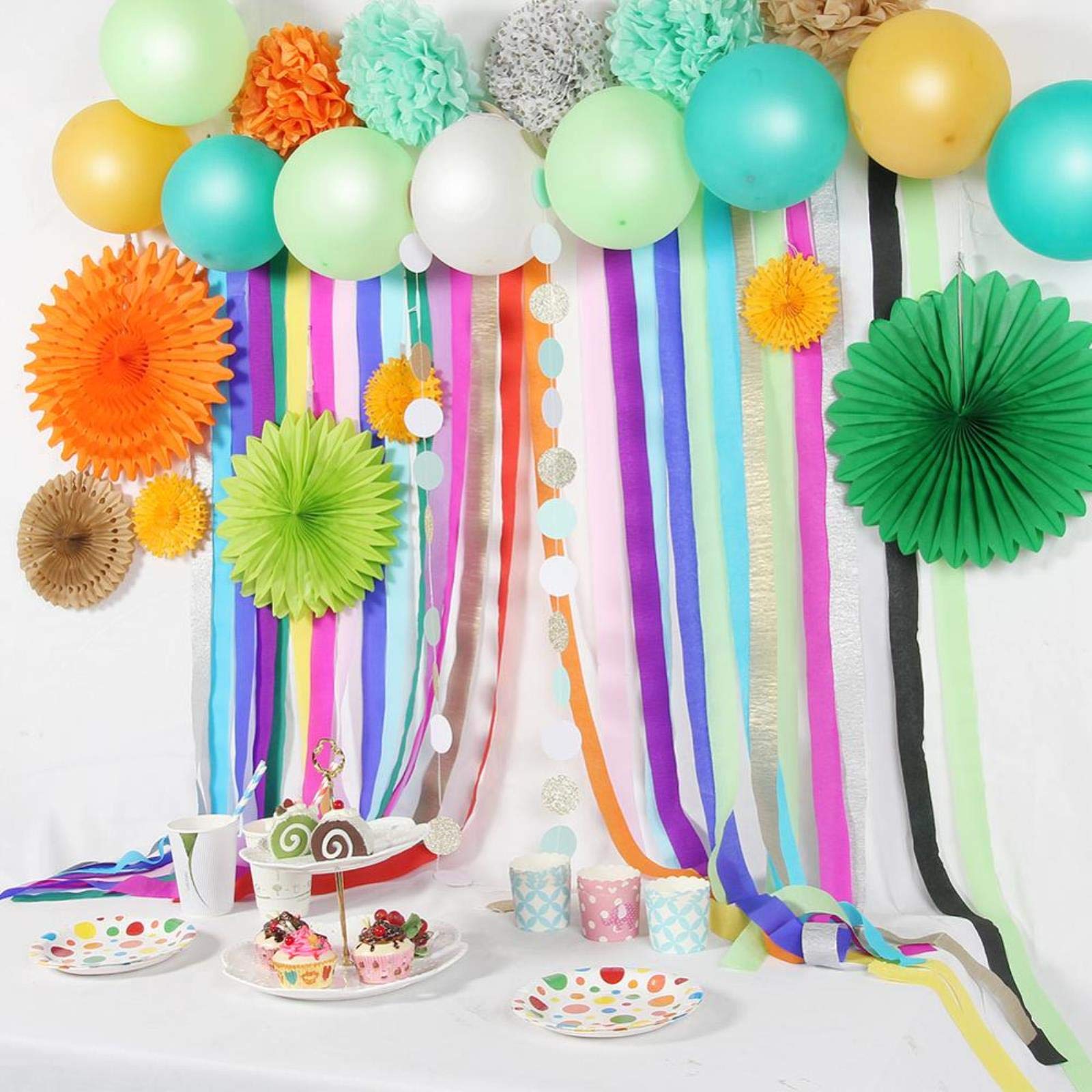 Bunte Krepppapier-Luftschlangen – 8 Rollen, 180 M, Für Party-Deko In Regenbogenfarben