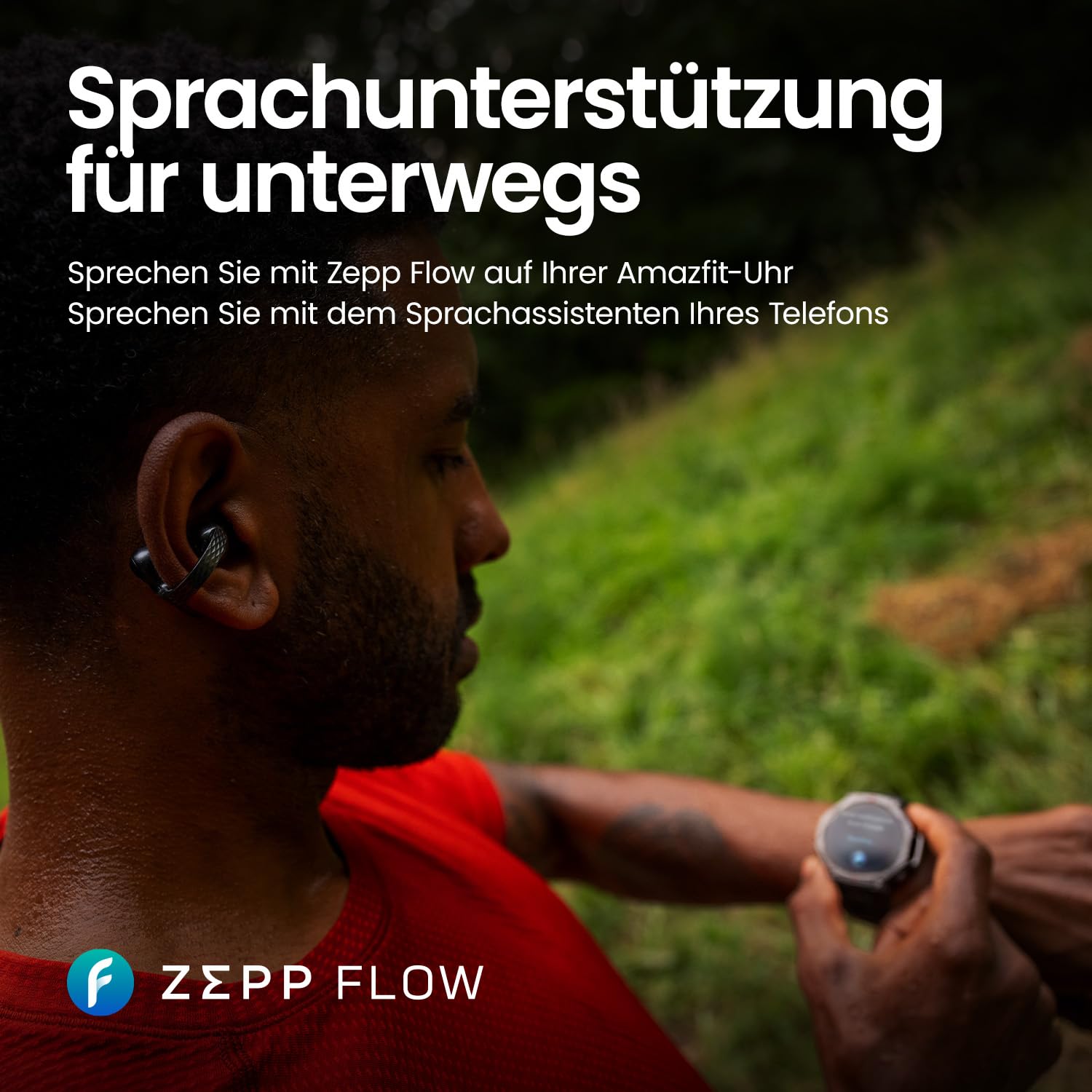 Amazfit Up Bluetooth Kopfhörer, Kabellose Open-Ear-Ohrhörer mit Touch-Steuerung, IPX4 Wasserfest & Schweißresistent, KI-Rauschunterdrückung, Ideal für Sport & Laufen, Kompatibel mit Android & iPhone