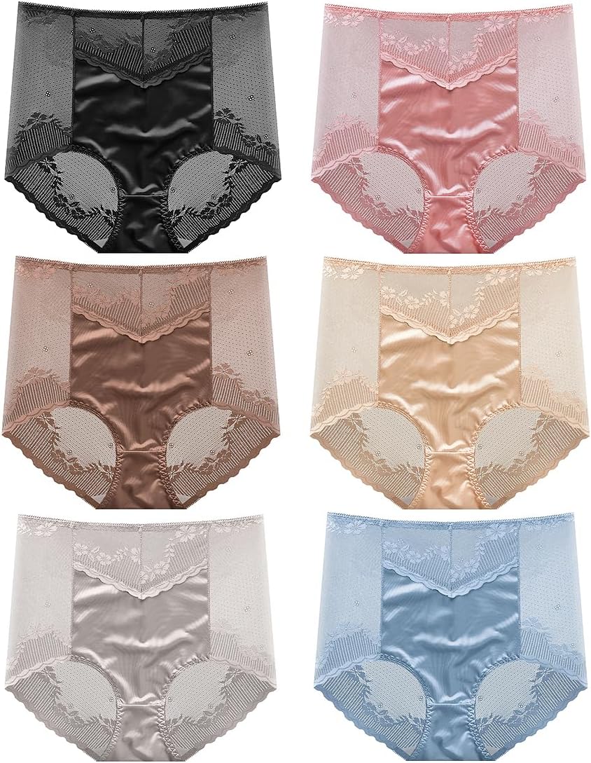 Women's High Waist Lace Panties, Ultra-Soft Underwear, Full Coverage Briefs
