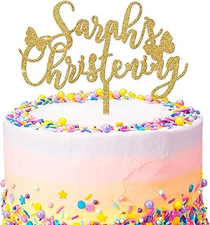 Personalised Girls Christening Cake Topper - ANY Name Butterfly Christening Baptism Naming Day Cake Decoration - Glitter Acrylic Christening Cake Topper - Rustic Wood Christening Topper