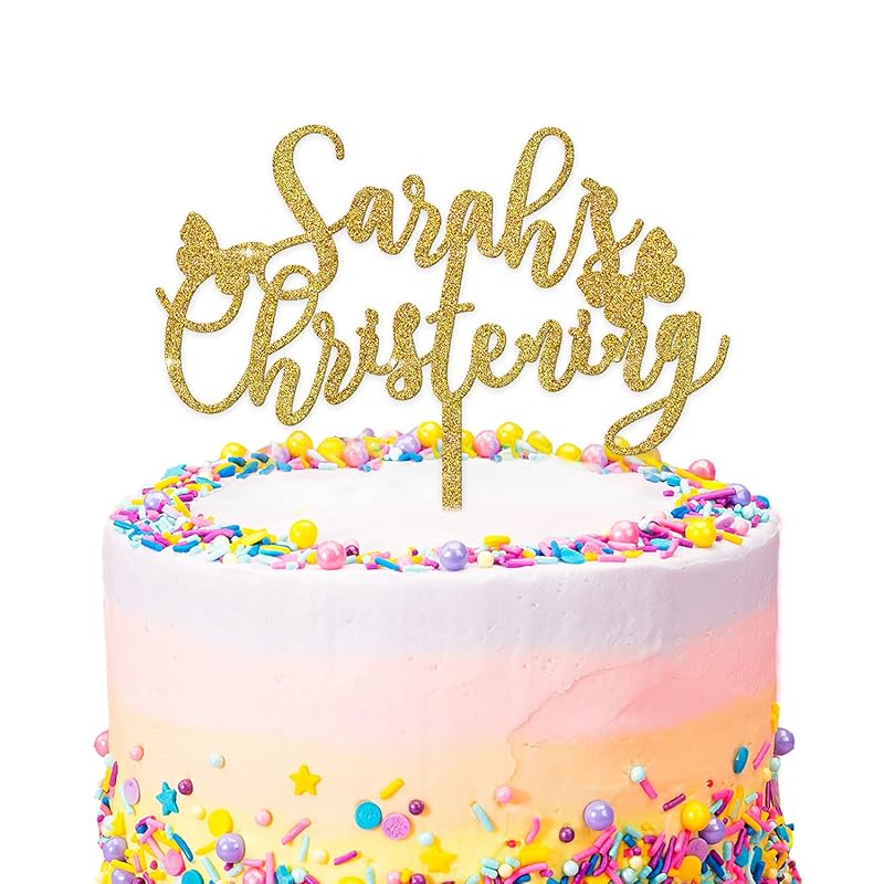 Personalised Girls Christening Cake Topper ANY Name Butterfly