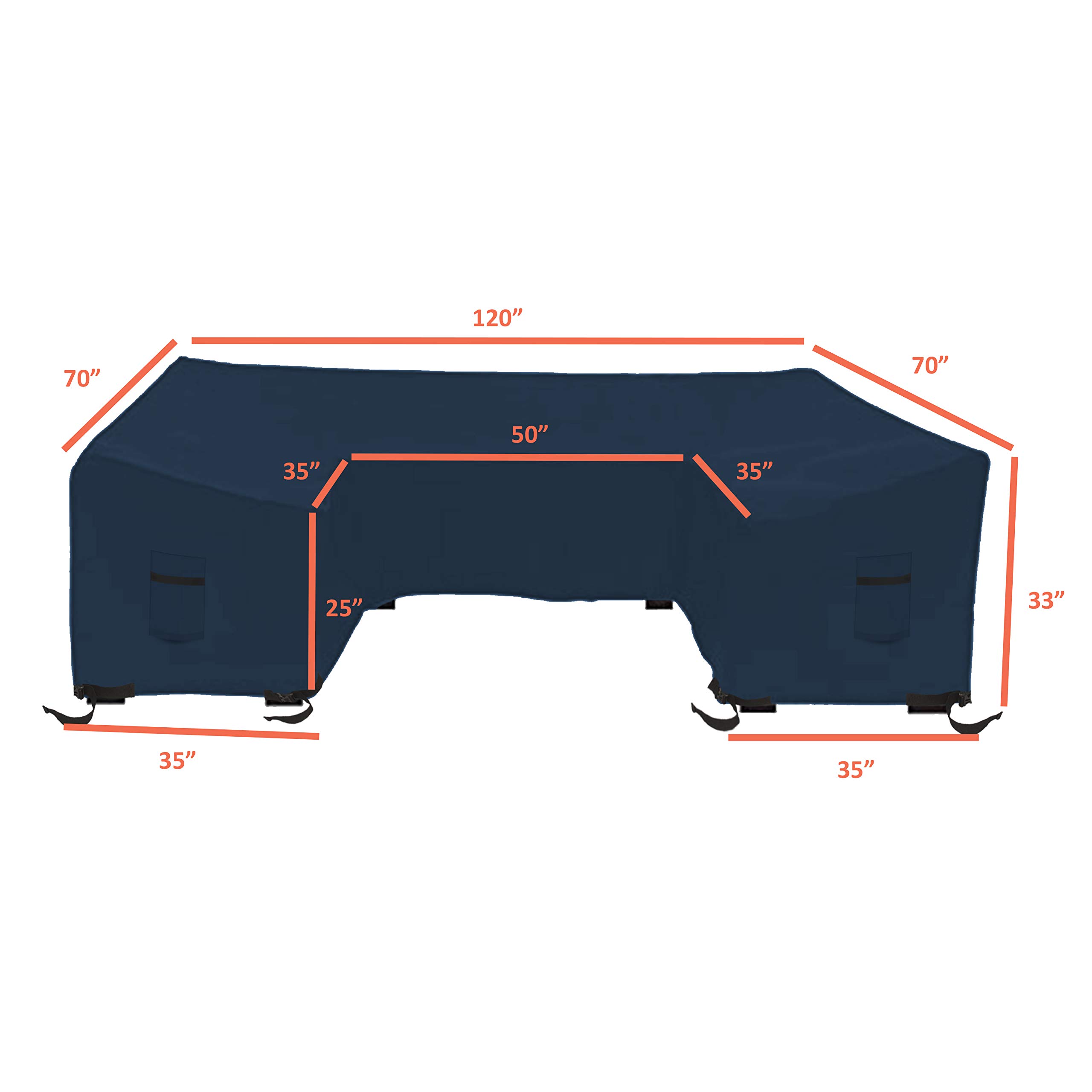 Patio U Shape Sofa Cover 12 Oz Waterproof - 100% UV & Weather Resistant Customize Outdoor sofa Cover with Air Pockets and Drawstring with Snug Fit (33