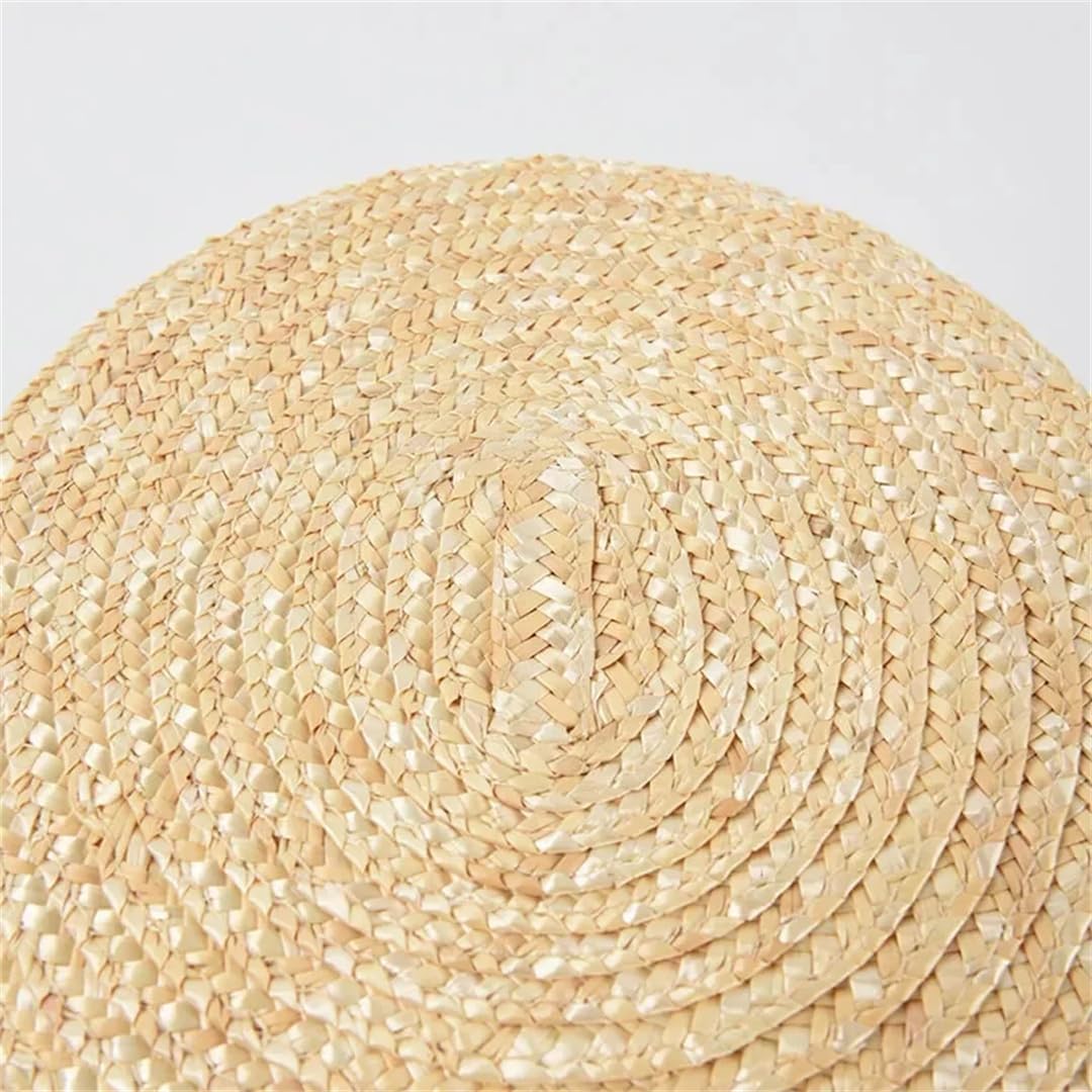 Dcvmvmn Women Summer Ribbon Retro Straw Hat Straw Bucket Cap Sunshade Holiday Beach Hat Without Ribbon 56-58cm Adult