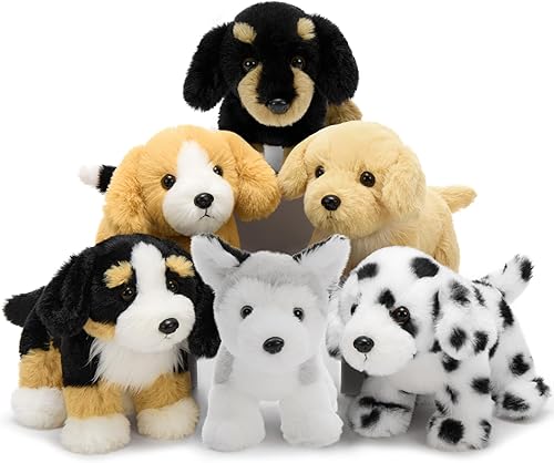 Tezituor 6 piezas de animales de peluche para perros, esponjosos y surtidos juguetes de peluche para niños, juego de muñecas de 11 pulgadas para