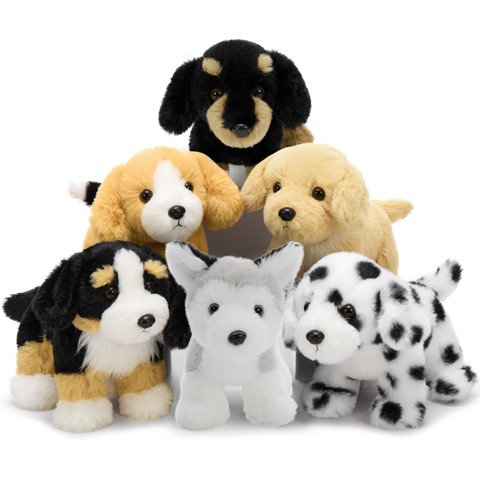 Tezituor 6 Pcs Bulk Dog Stuffed Animals, Fluffy Assorted Stuffed