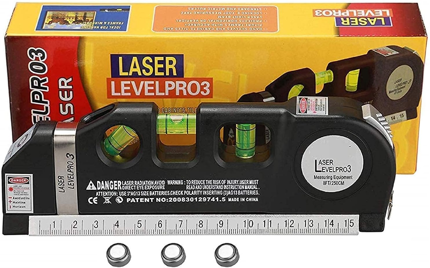 Digital Distance Laser Level Spirit Level Meter Pro 3 Leveller Black 2 Line Measuring Tape Measurement Tools