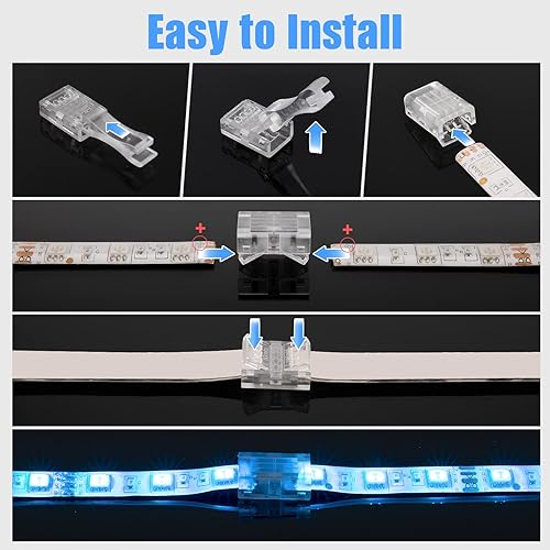 Miniatura 9 de Conectores de tira LED de 4 pines y tira al puente del controlador para 0.394 in de ancho 2835 5050 LED RGB tira de luz