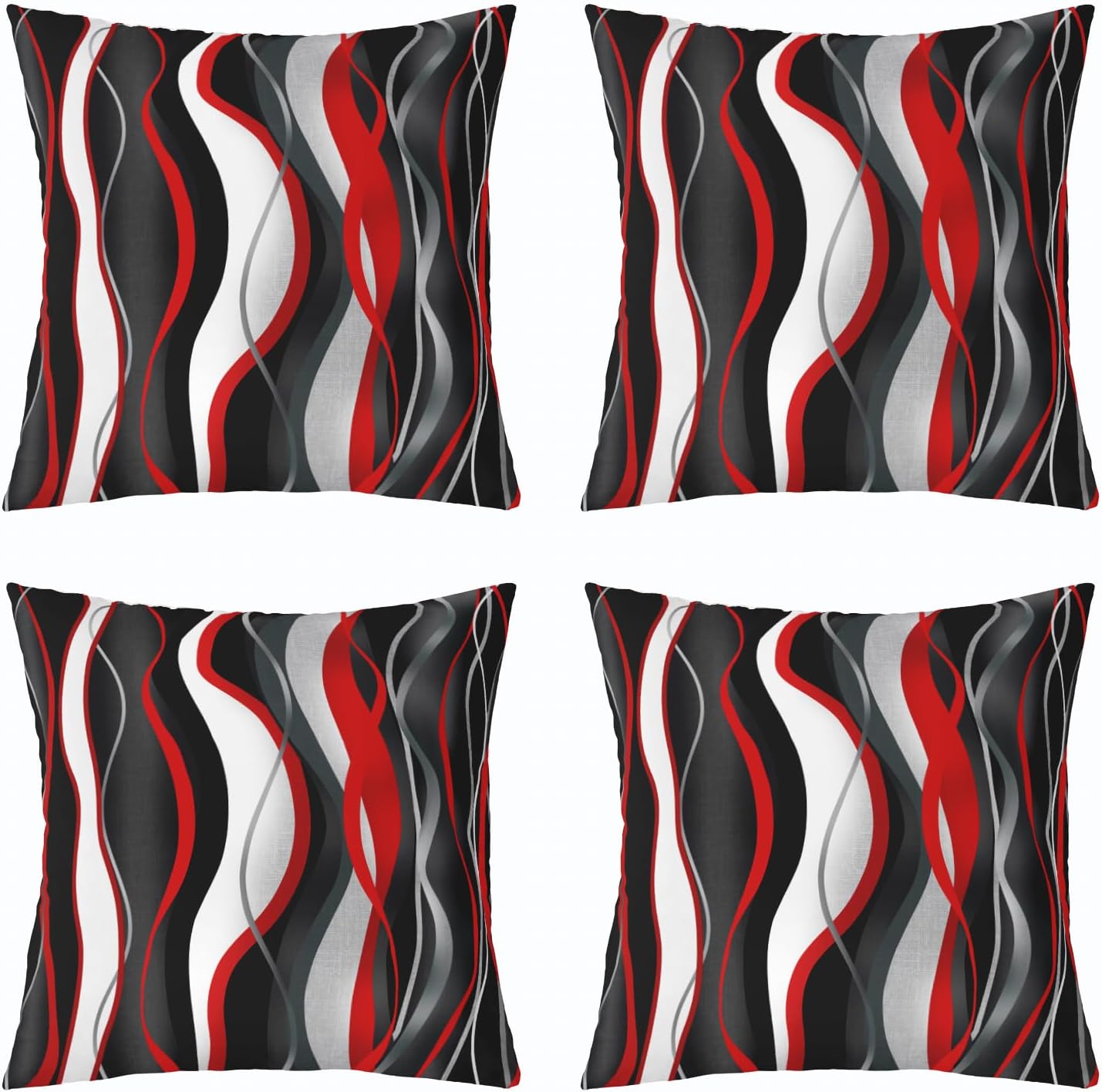 Feelyou Red and Black Throw Pillow Covers 20"x20" Set of 2 Striped Lines Cushion Covers for Couch Sofa Modern Abstract Art Pillowcases Outdoor Bedroom Living Room Home Decor Geometric Pillows Covers