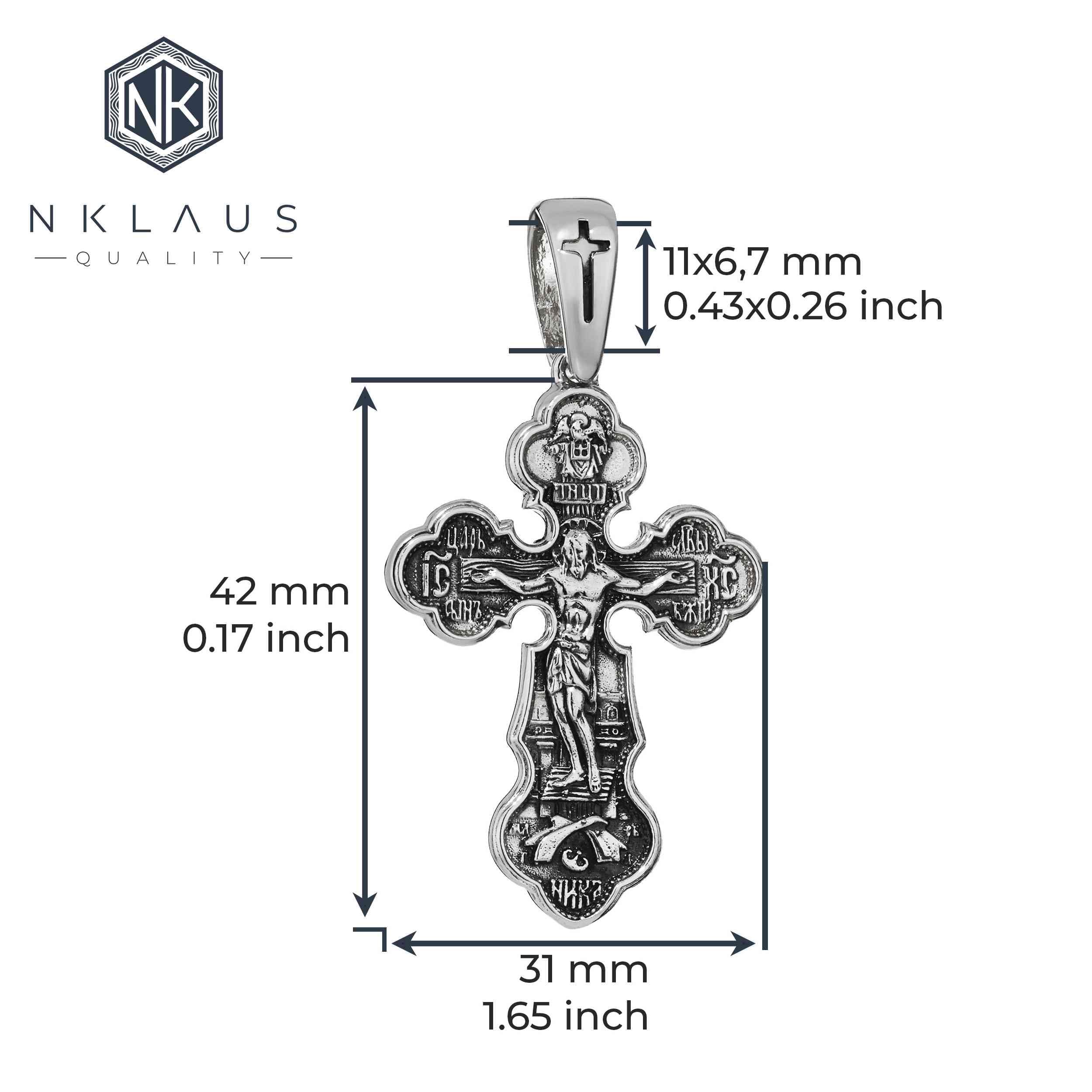 NKlaus Exquisiter zawieszka do łańcuszka ze srebra próby 925, krucyfiks, 42 x 31 mm, elegancja w szczegółach 15464, Srebro