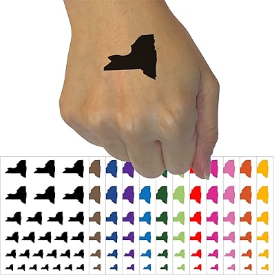 New York State Silhouette Temporary Tattoo Water Resistant Fake Body Art Set Collection - Light Pink (One Sheet)