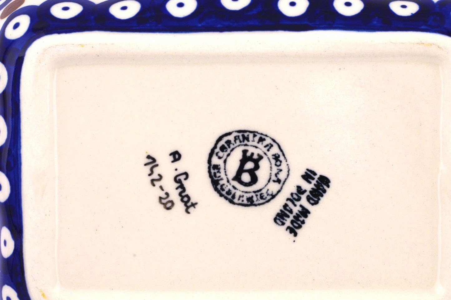 Polmedia Polish Pottery Rectangular Baker - Mosquito Pattern Handmade in Boleslawiec Poland by Ceramika Bona + Certificate of Authenticity