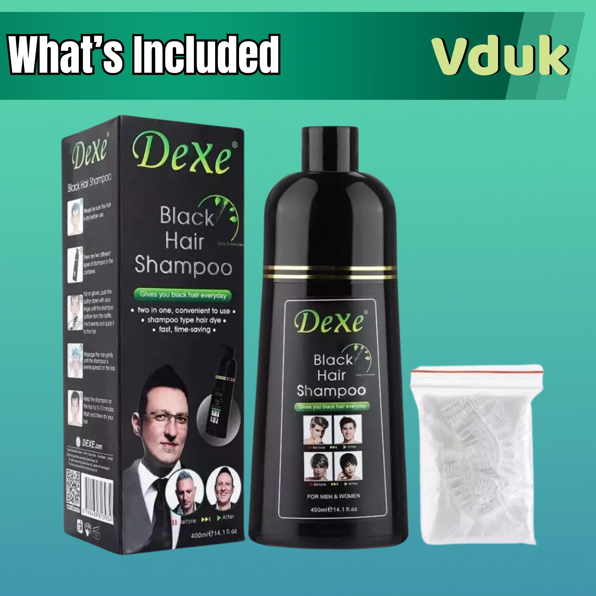 VDUK - Black Hair Shampoo 400ml – Instant Black Hair Dye Shampoo