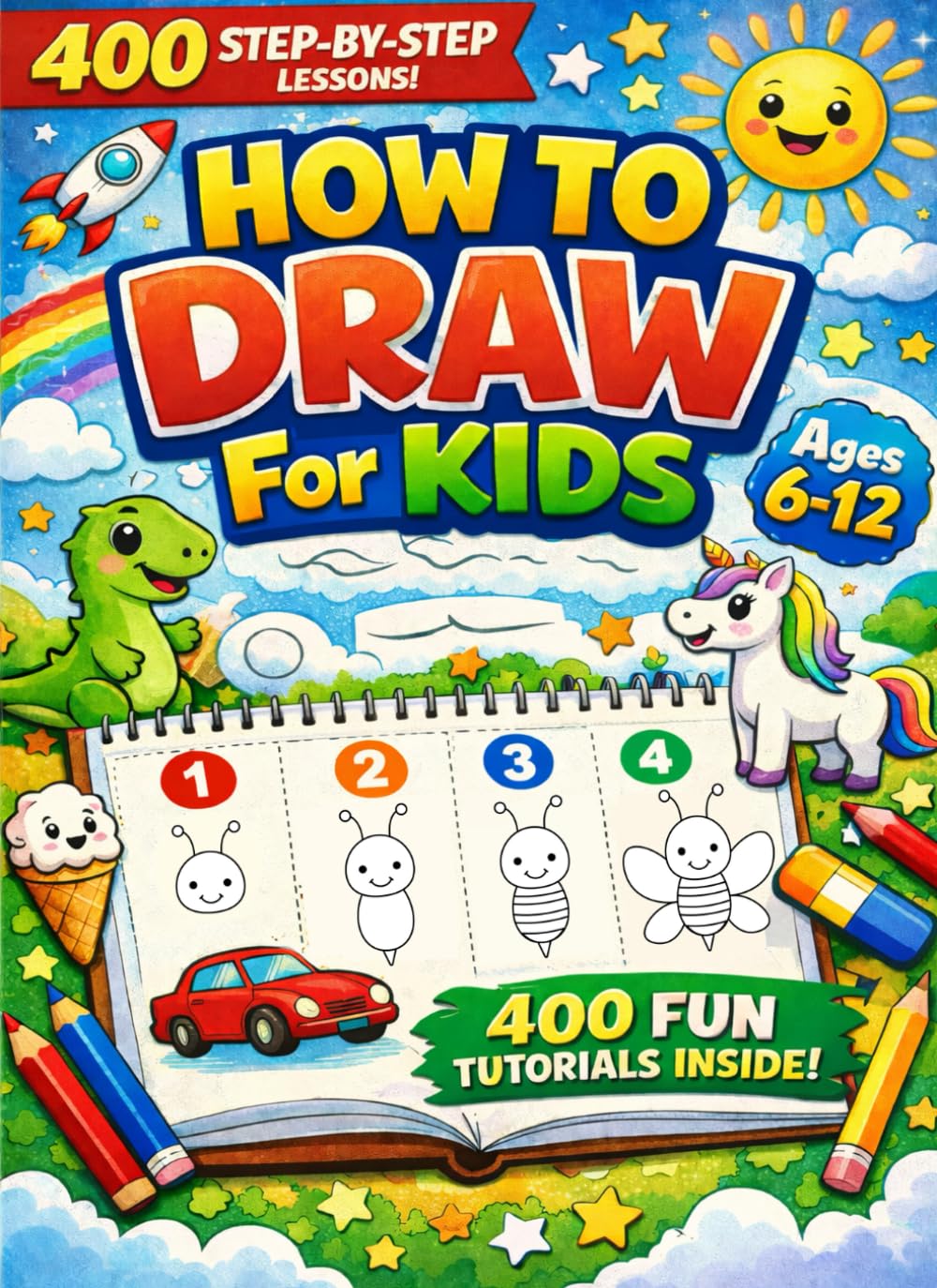 How to Draw for Kids - Drawing Book: 400 Step-by-Step Drawings for Kids Ages 6-12. A Fun & Easy How to Draw Book for Beginners. Learn to Draw Animals, ... - for Birthdays, Christmas, or Any Occasion.