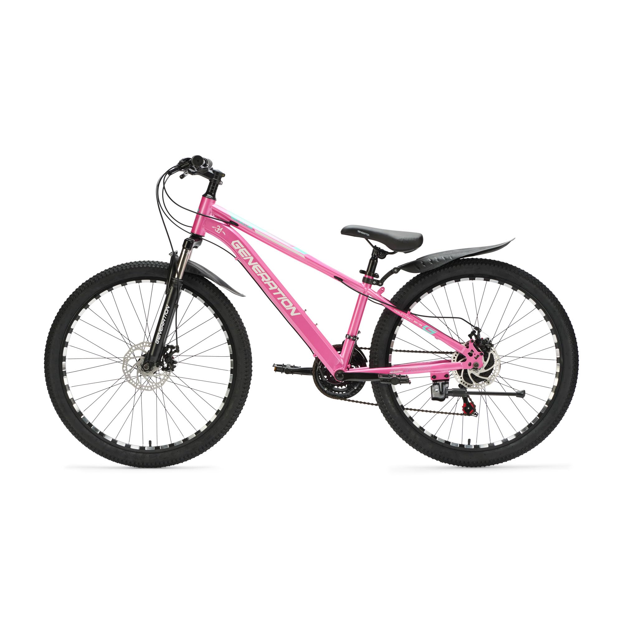 Generation M-760 Mountainbike 26 Zoll - Kinderfahrrad mit Schutzblechen - Scheibenbremsen - 21 Gänge - Rosa