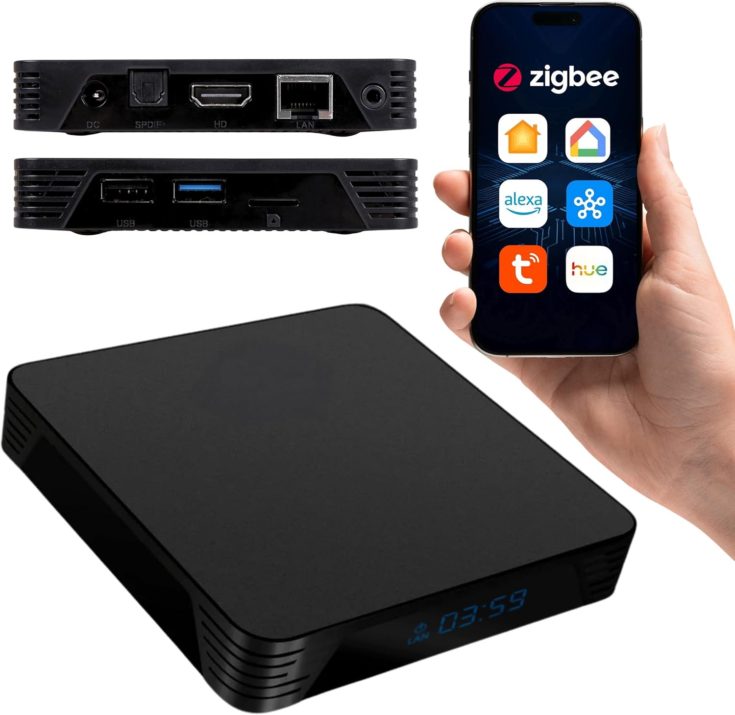 Home Assistant Box 4G Plus 32GB Zigbee2MQTT/ZHA USB 3.0 Cortex-A53 Smart Hub AVATTO (Black 2)