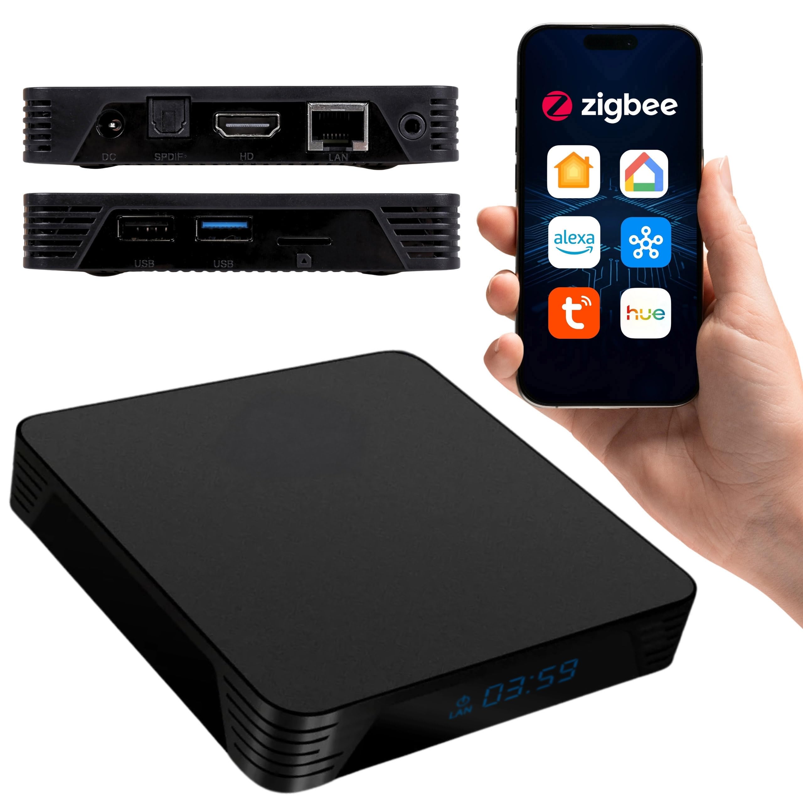 Home Assistant Box 4G Plus 32GB Zigbee2MQTT/ZHA USB 3.0 Cortex-A53 Smart Hub (Negro 2)