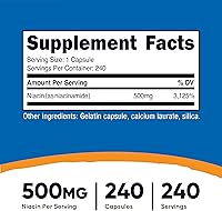 Vista 2 de Nutricost Niacinamida (Vitamina B3) 500 mg, 240 Cápsulas (3 Botellas)