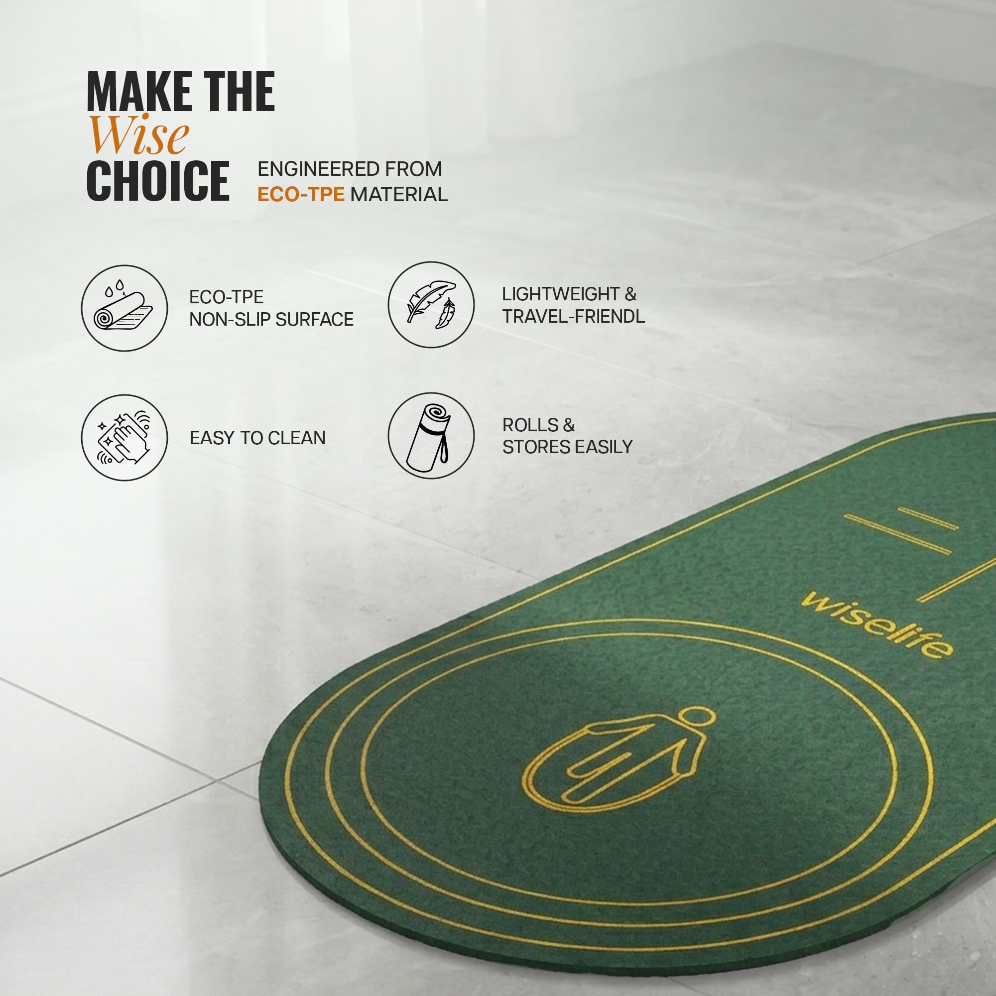 WiseLife Skipping Mat For Men, Women & Kids| Non Slip with Dual Grip Sports Skipping Rope Mat with Shock Absorbtion & Sound Insulation For Home, Excercise & Gym, Fitness & Outdoor Workouts- Green 4