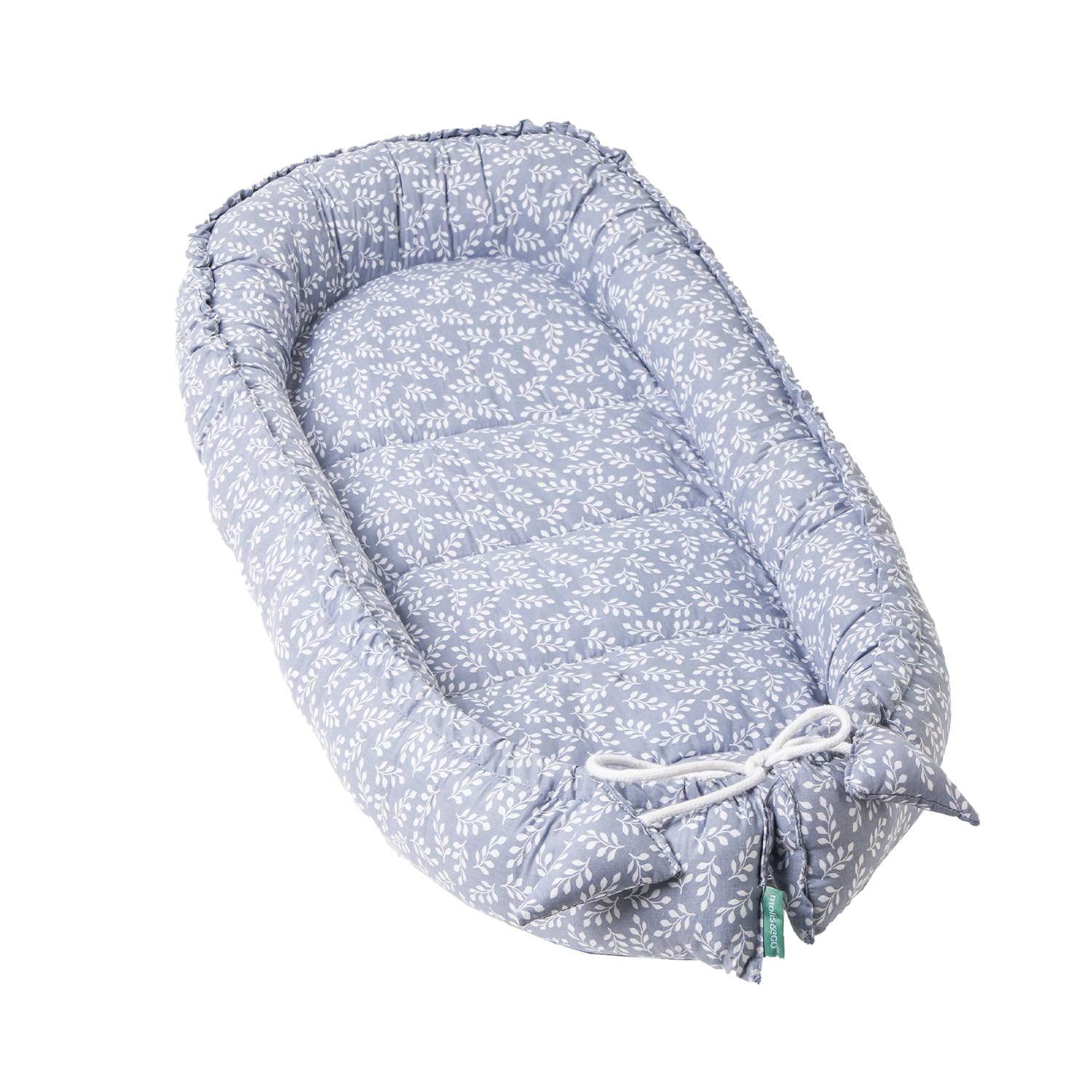 molis&co - Babynest - 100% Baumwolle (Oeko-TEX) - Babynestchen Neugeborene - Ideal als Reisebett, Kuschelnest Geeignet & Cradle Reducer - 90 x 50 cm - Blue Garden