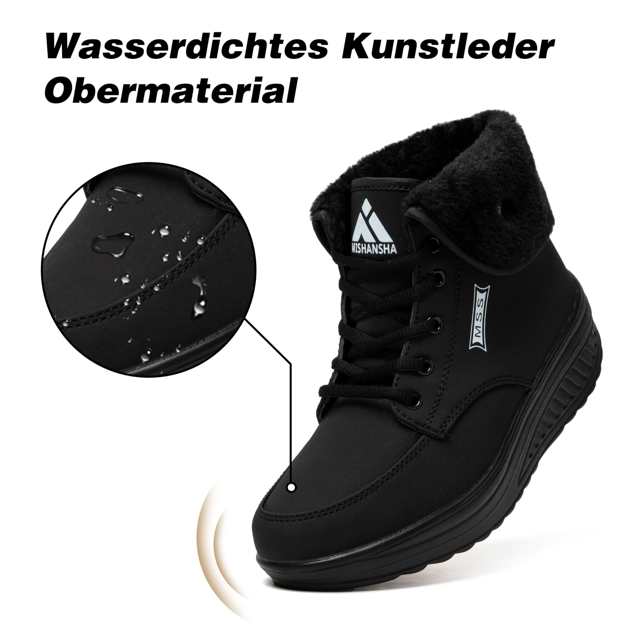 Mishansha Impermeabile Stivali Scarpe Neve Donna Scarponcini Invernali Calda Boots Antiscivolo Stivaletti All'Aperto Gr.36-42