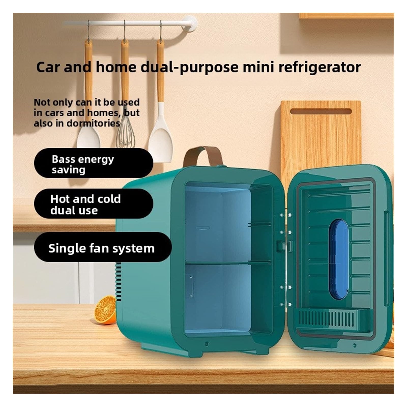 Refrigerador for Coche de 10 l, Mini refrigerador for el hogar, Doble propósito, calefacción y refrigeración, 220-240 V, 30-60 W(Only Wheel)