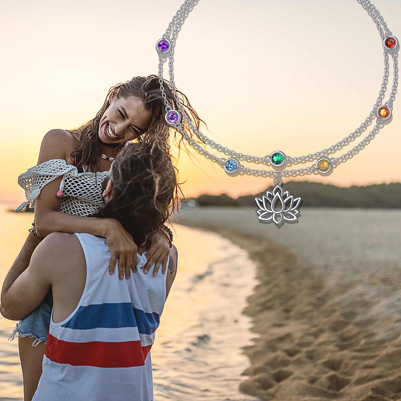 Flyow Cavigliera donna malocchio/turchese creato/infinito doppia cavigliera regolabile estate spiaggia caviglia bracciale gioielli regalo, 9 + 1,5 Zoll