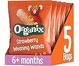 Organix Strawberry Weaning Wands, Organic Baby Snack, 6+ Months, Vegan, 25 g (Pack of 5)