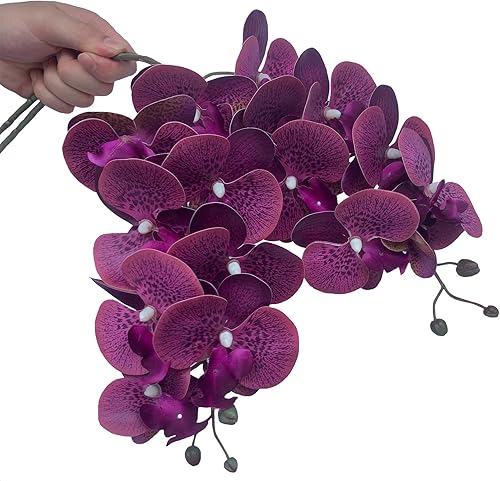 Miniatura 46 de FagusHome Phalaenopsis - Flores artificiales de 32 pulgadas, 6 piezas de orquídeas artificiales con tallo para decoración del hogar (rosa)