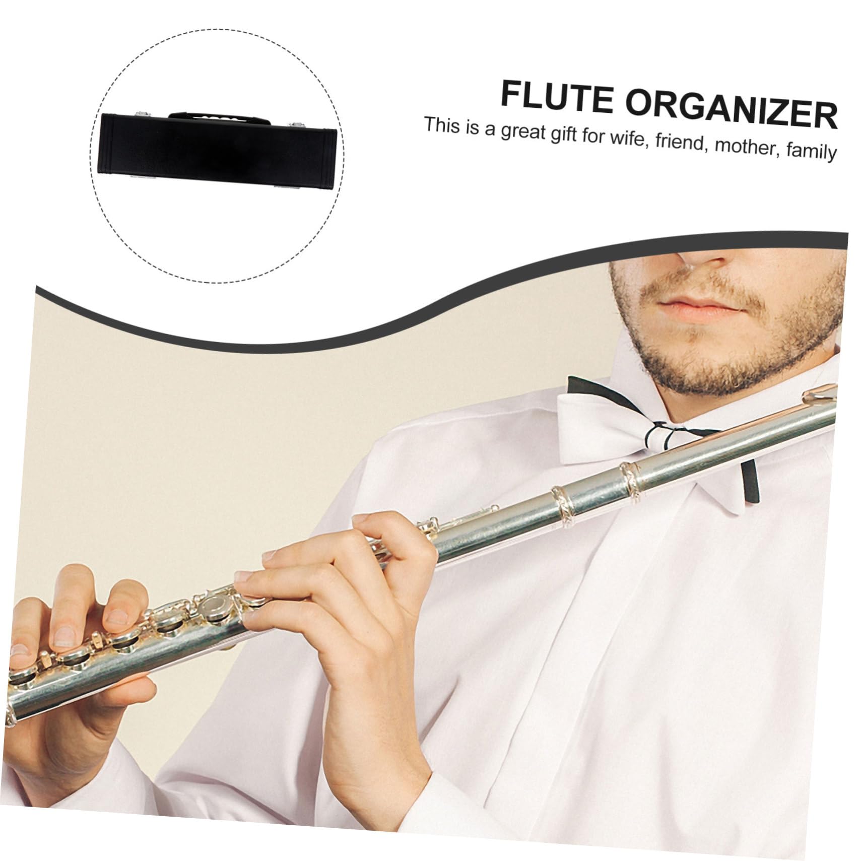 Flötenkoffer Pu Leder Schwarz mit Gepolstertem Stoßfestem Schutz für Querflöte und Piccolo Tragetasche für Musiker