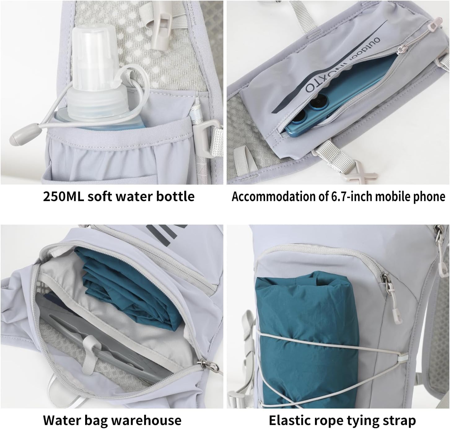 INOXTO Running Hydration Vest Backpack,Lightweight Insulated Pack with 1.5L Water Bladder Bag Daypack for Hiking Trail Running Cycling Race Marathon for Women Men