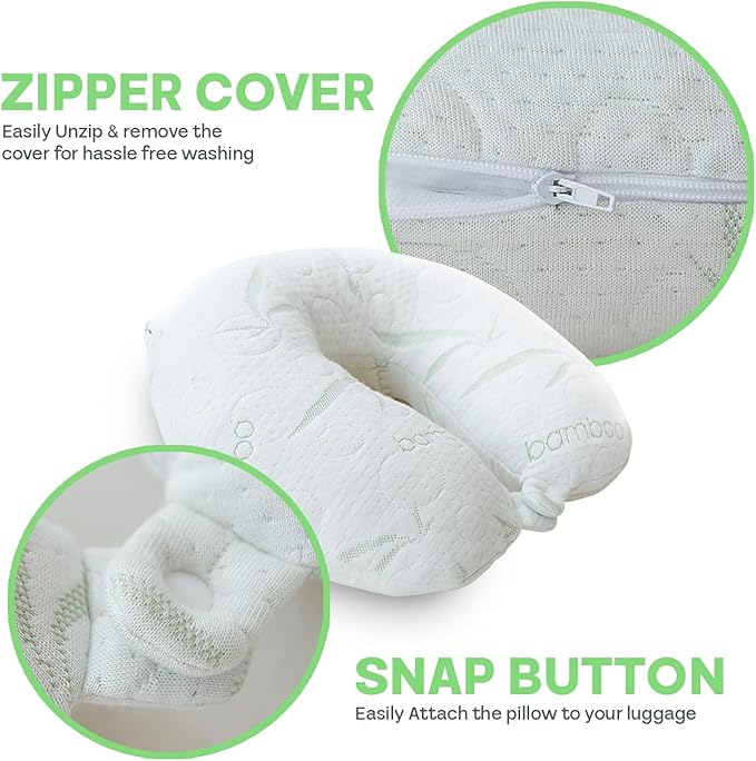 Almohada de Viaje para Cuello, Espuma Viscoelástica, Blanca miniatura 3