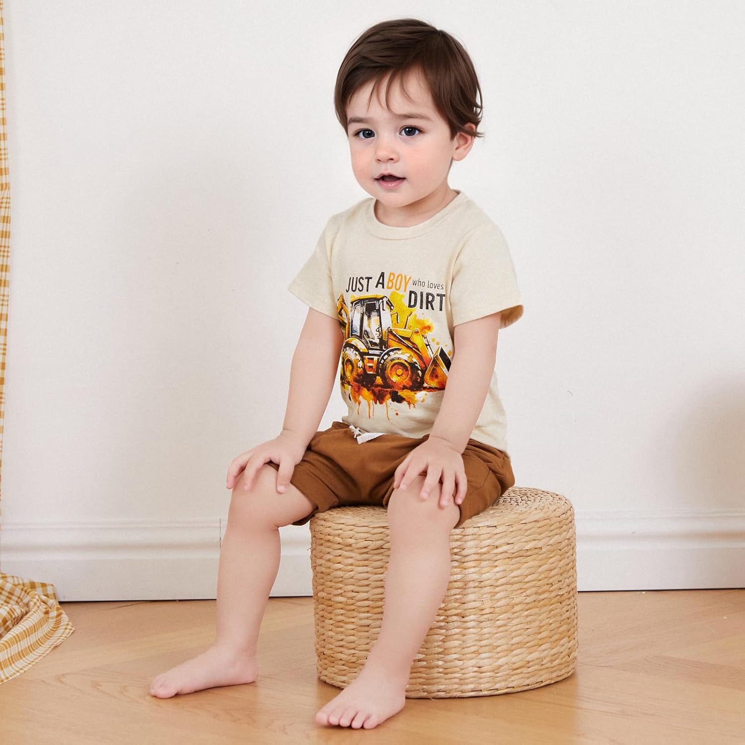 Toddler Baby Boy Clothes Summer Short Sleeve Trucks Tractors Print T-Shirt Tops Solid Color Shorts Set Casual Outfit - Image 3