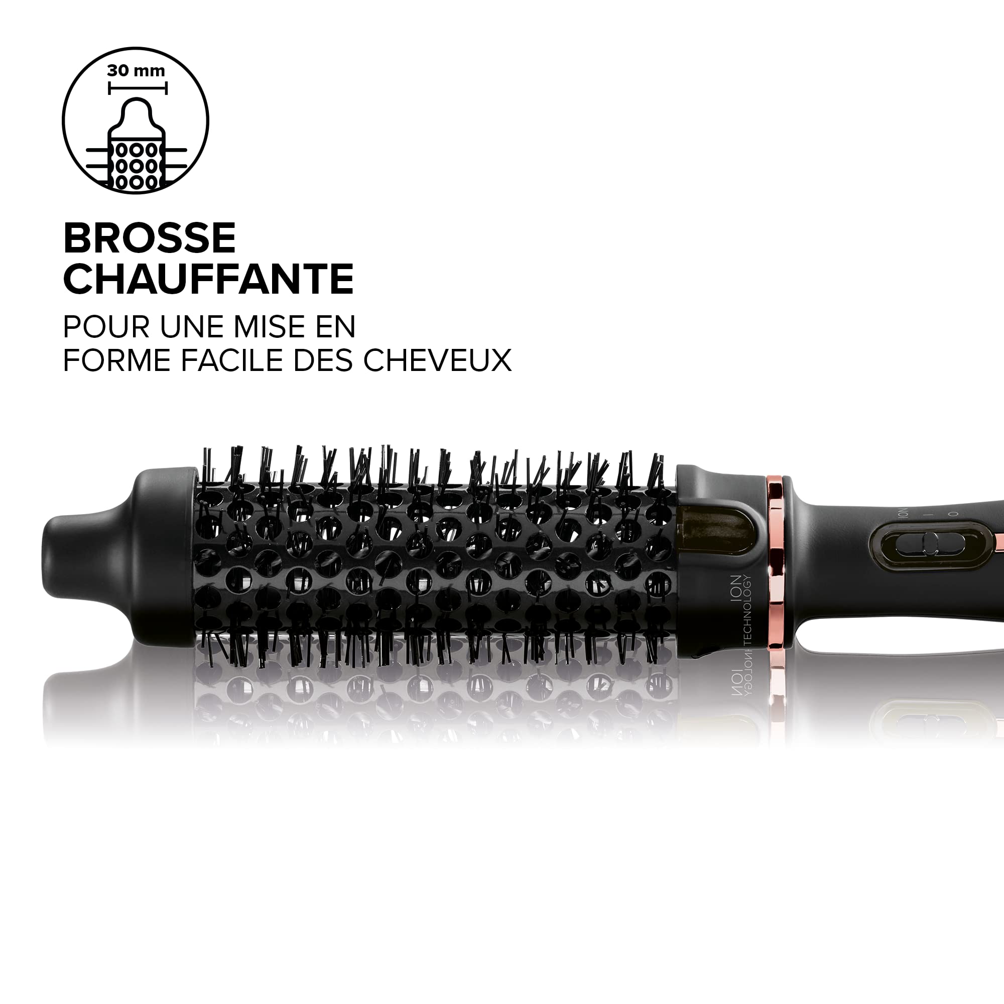Bellissima Brosse Soufflante My Pro Magic Style Brush P2 30 - Technologie Ionique, Revêtemente en Céramique - Brosse Chauffante, Cheveux Lissés Effet Naturel ou Ondulé, Diamètre 30 mm, Multi-Voltage
