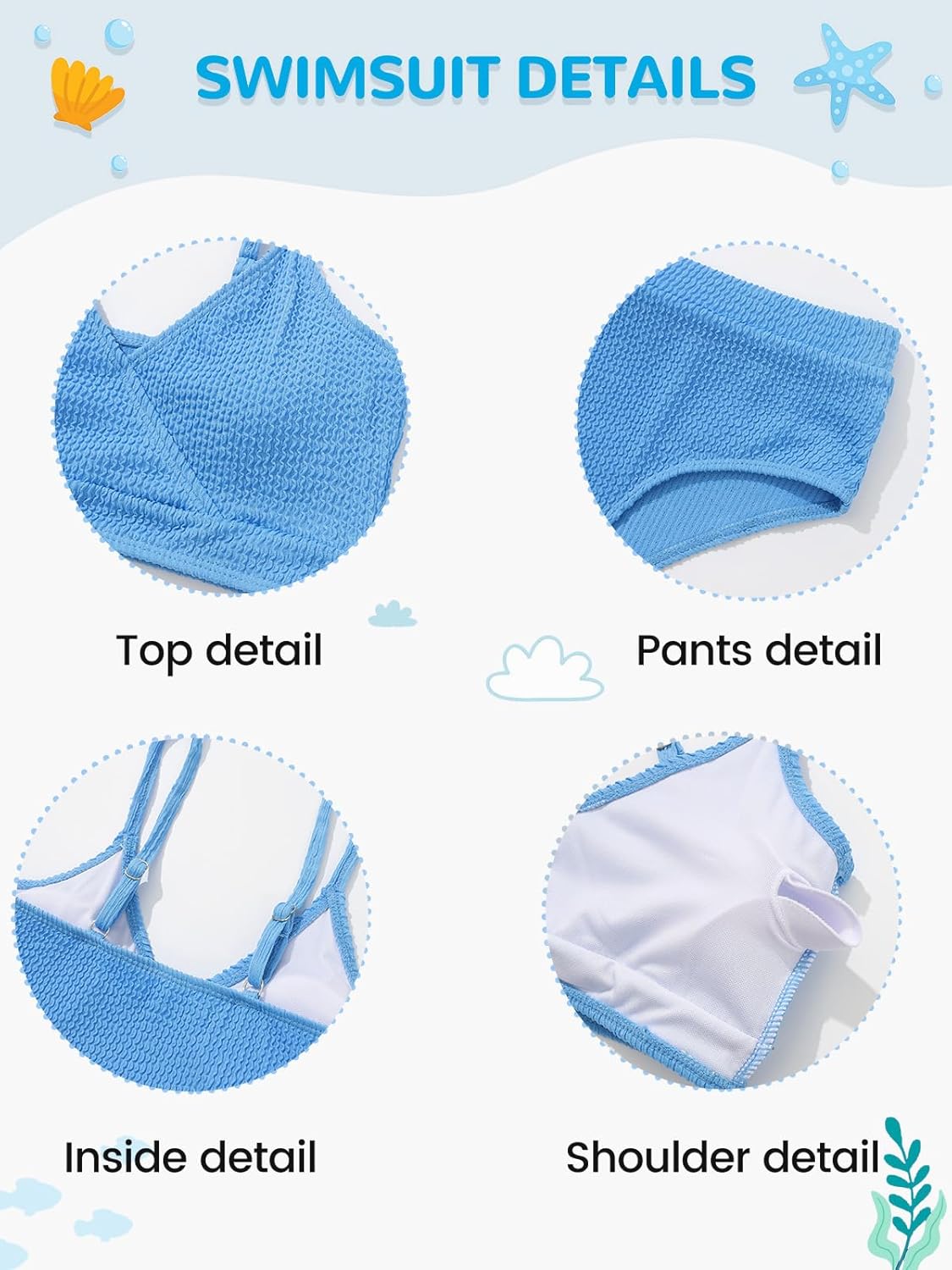 Girl's 2 Piece Swimsuit Solid Spaghetti Strap Bikini Sets Beach Bathing Suit Swimwear for Teen Girls - Image 6