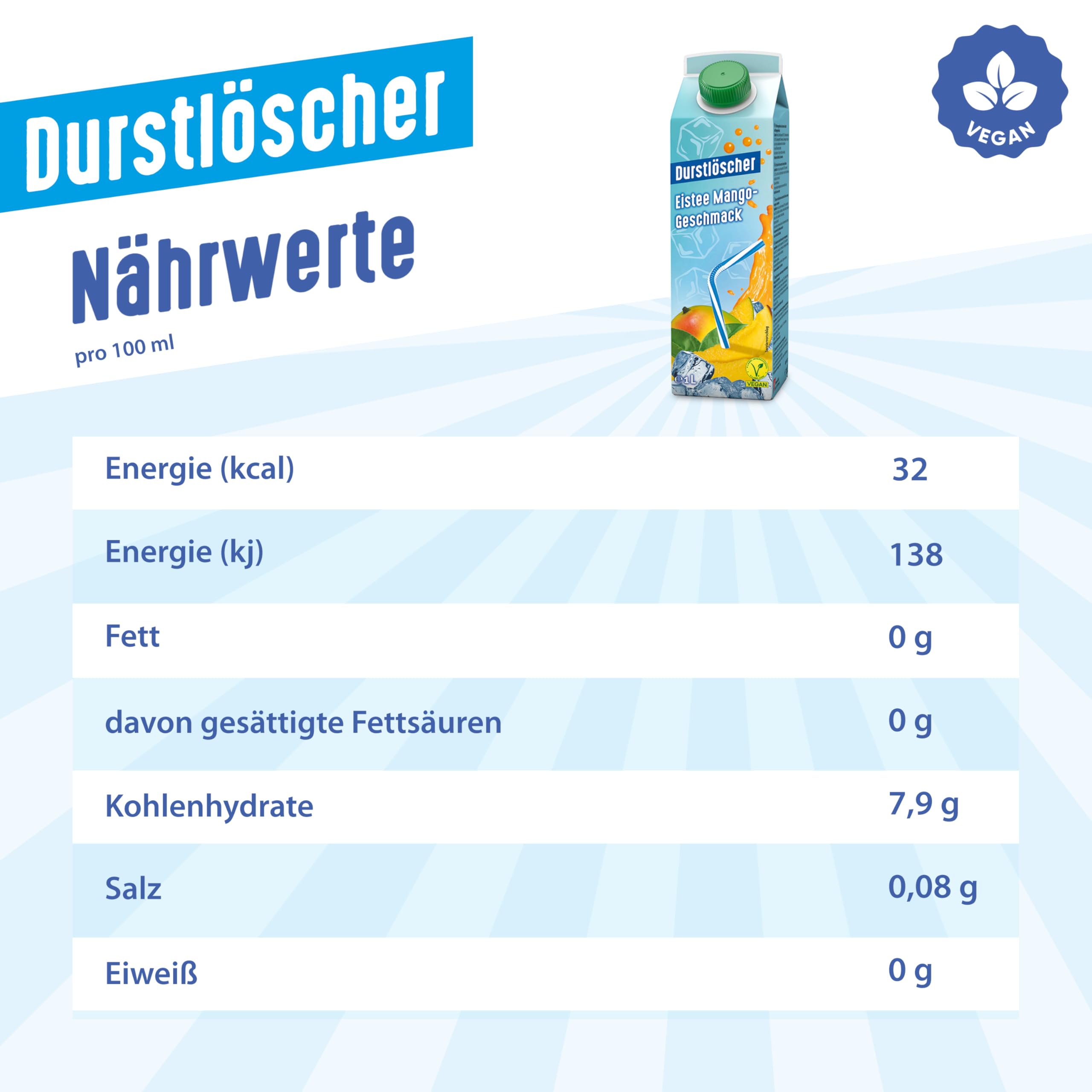 Durstlöscher Eistee Mango, Familienpackung: Erfrischungsgetränk mit Tee-Extrakt & Mango-Geschmack, Pfandfrei, Vegan, Ohne Kohlensäure, Großpackung Wiederverschließbar, Ideal für Zuhause, 16 x 1 l