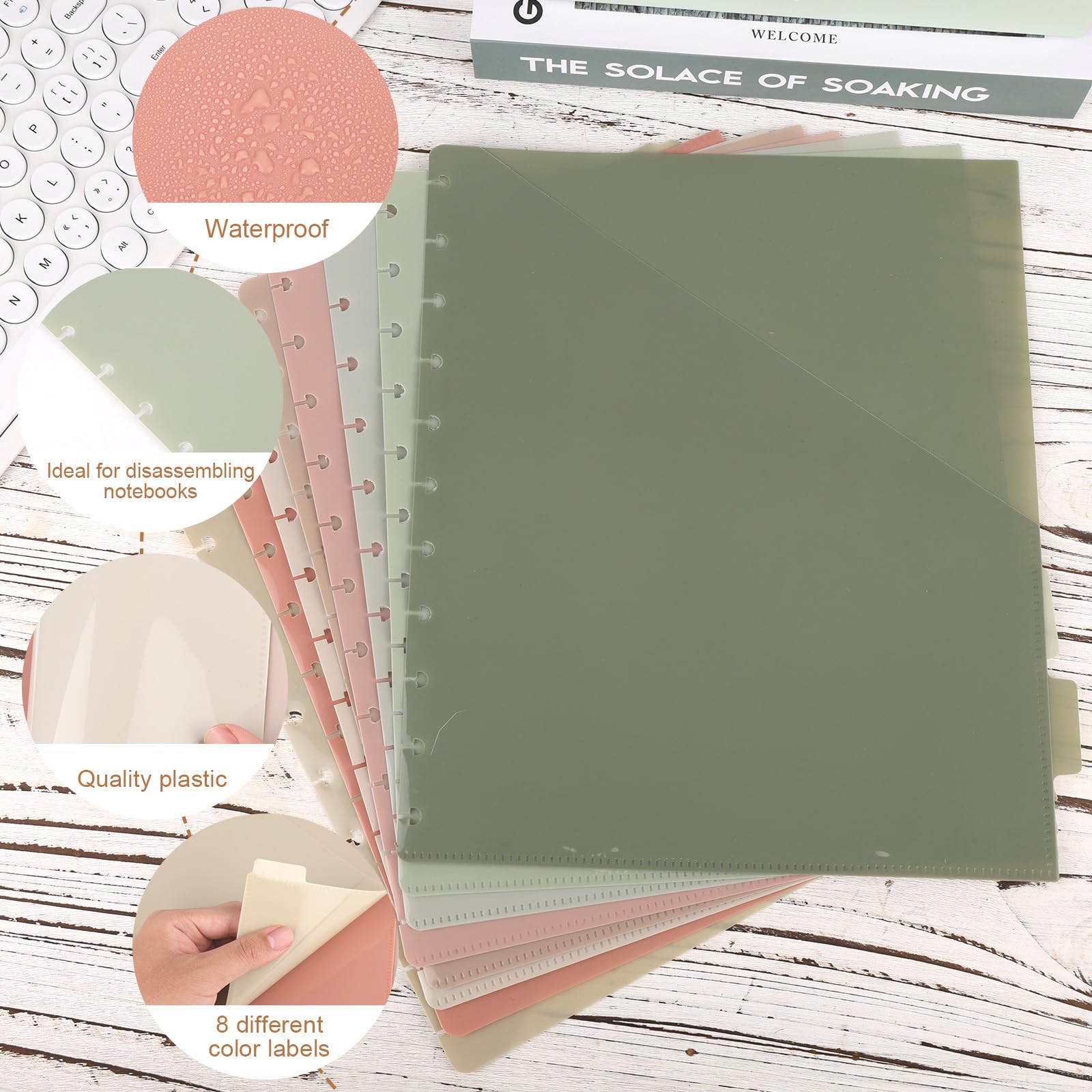 Gosknor 8-Pack Discbound Notebook Dividers with Pockets - Image 3