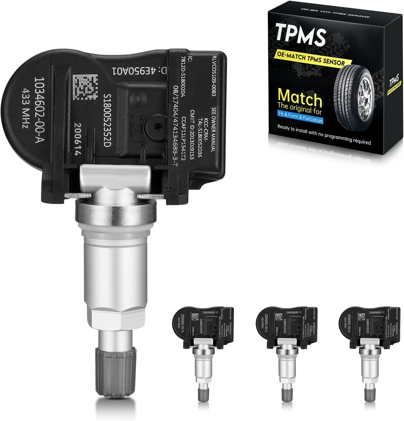 BDFHYK 433MHZ TPMS Sensors Compatible with Tesla 2017-2019 Model 3, 2014 Conti Model S, 2015-2019 Model S, 2016-2019 Model X, Tire Pressure Monitoring System 4 Pack