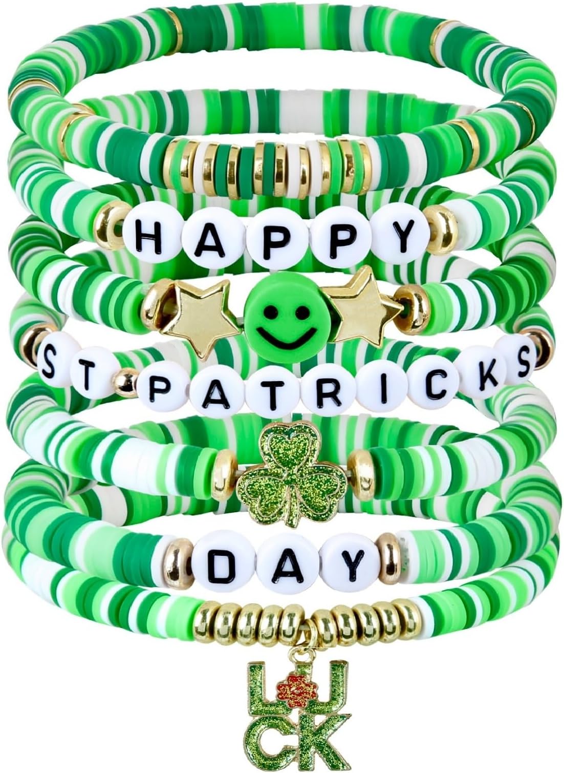St. Patrick's Day Bracelets Elastic Stackable Stretch Bracelets for Women Men Teens St. Patrick's Day Accessories for Women