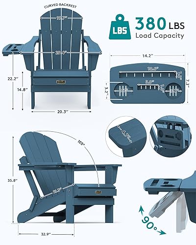 Miniatura 39 de SERWALL - Silla plegable Adirondack para patio, jardín, exterior, resistente a la intemperie, sillas para hoguera, color naranja