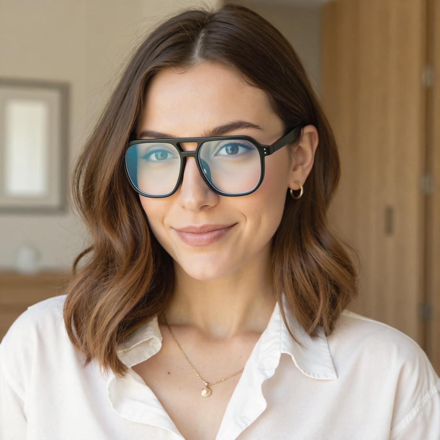 Aviator Reading Glasses for Women Men, Square Glasses Frame for Small Face, Computer Blue Light Coating Readers Black 1.5 x image 4 of 6 B0FH6NPNKX