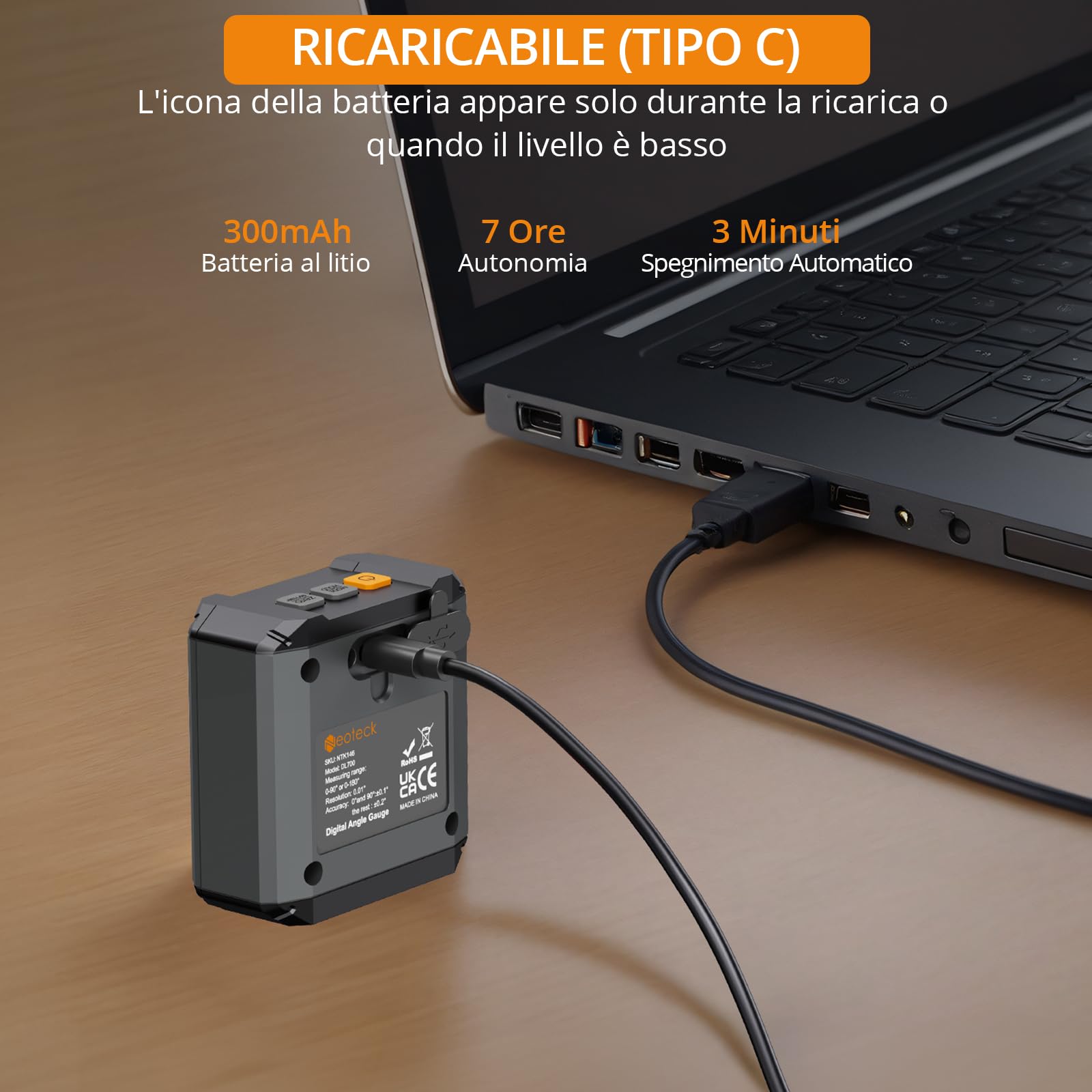 Neoteck 400mm Angle Finder Digitale 0~225° Inclinometro Digitale LCD Retroilluminato + Goniometro Inclinometro Digitale con Display a LED Angle Finder Digitale Ricaricabile Inclinometro Goniometro