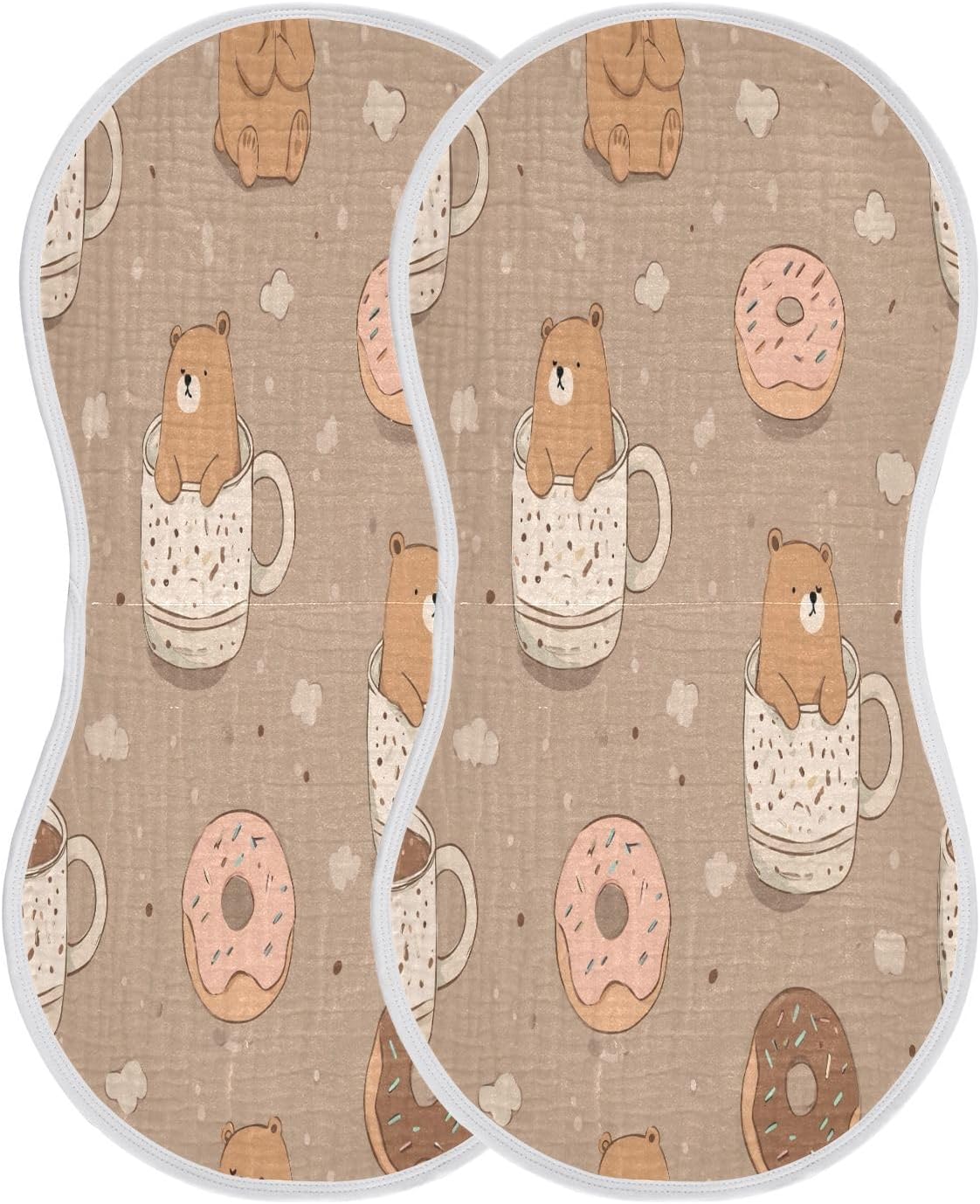Bear in A Coffee Mug Pattern Baby Burp Cloths -4Pcs Soft Absorbent Muslin Washcloths Bibs Face Towel for Newborn Boys Girls 22 x 11 Inch