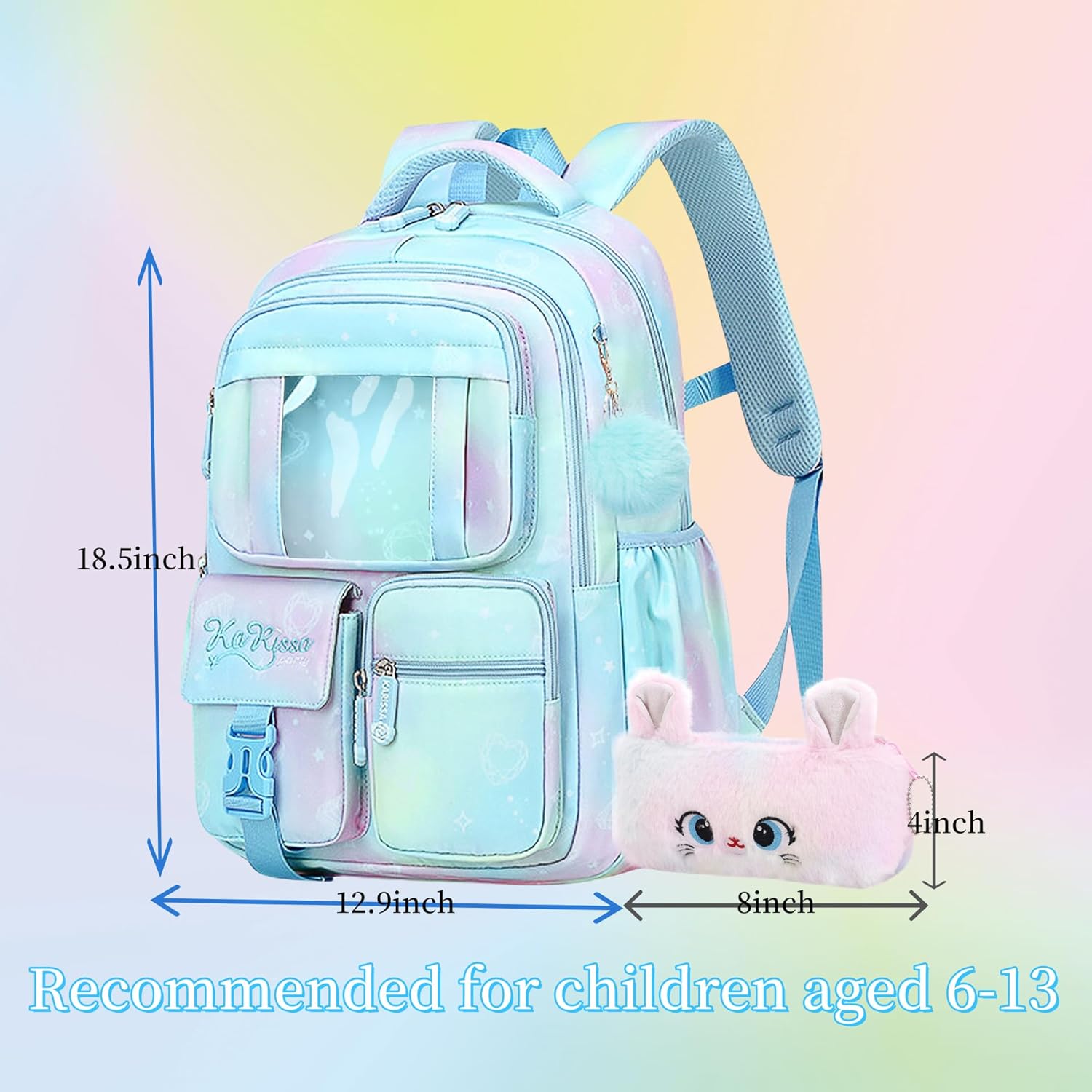 Girls Backpack for School Kids Backpack for Girls Cute Kids Kawaii Bookbag Book Bag for Elementary Primary School